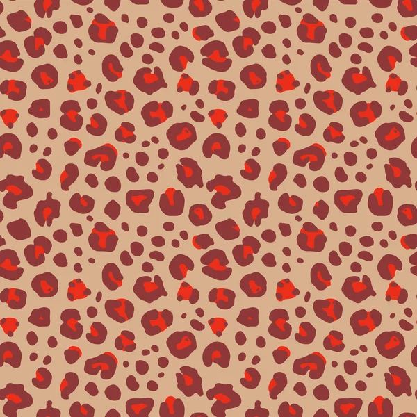 完全无缝的红色猎豹动物皮肤图案 纺织品印花设计 适合时尚服饰使用 — 图库矢量图片
