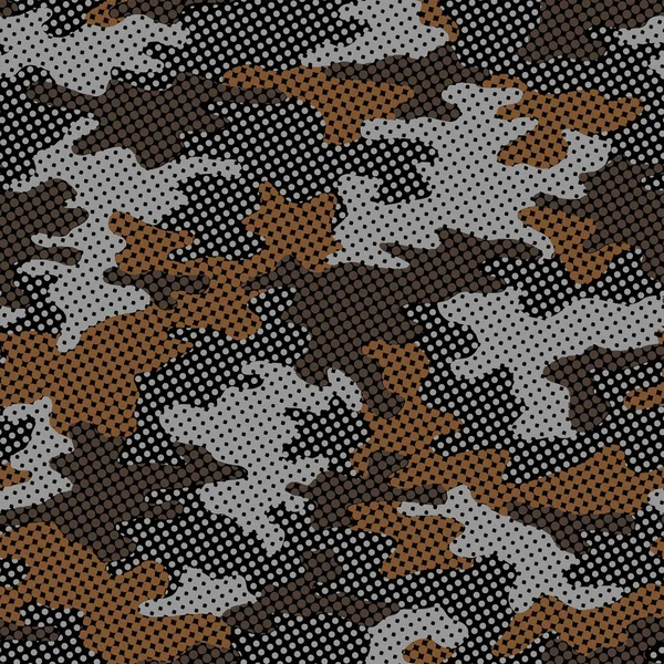 Full Sömlös Militär Kamouflage Hud Halvton Prickig Mönster Vektor För — Stock vektor
