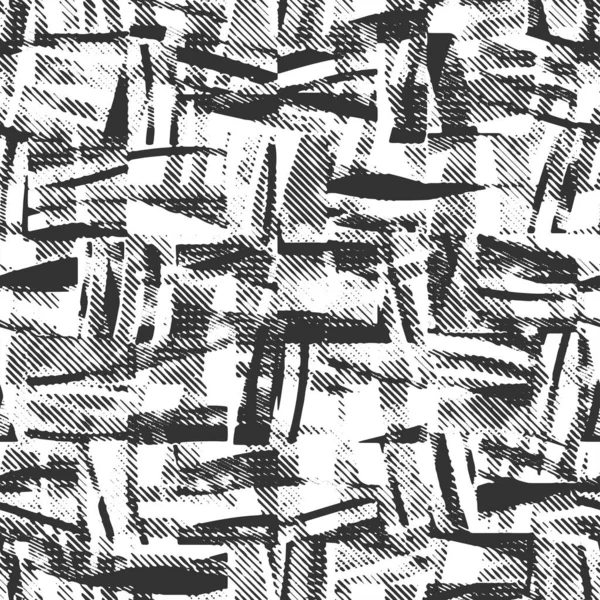 Úplný Bezproblémový Abstraktní Vzorec Textury Monochromatický Vektor Černobílé Šaty Fabric — Stockový vektor