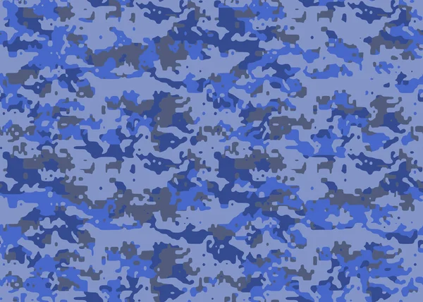 Full Seamless Blue Camouflage Skin Pattern Vector Winter Camo Texture — 图库矢量图片