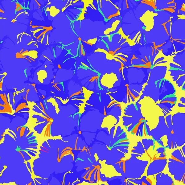 Volledige Naadloze Abstracte Bloemen Textuur Patroon Voor Stof Afdrukken Blauw — Stockvector