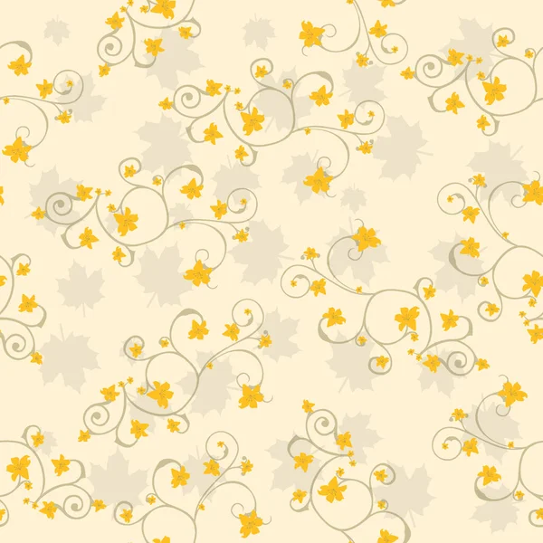 Full Seamless Floral Texture Pattern Vector Soft Yellow Design Textile — стоковый вектор