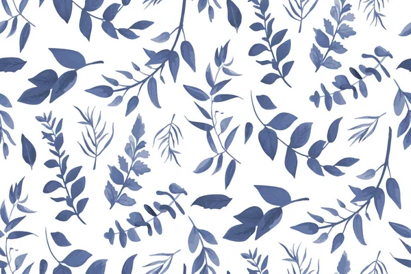 Full Seamless Floral Pattern Blue White Vector Monochrome Design — Archivo Imágenes Vectoriales