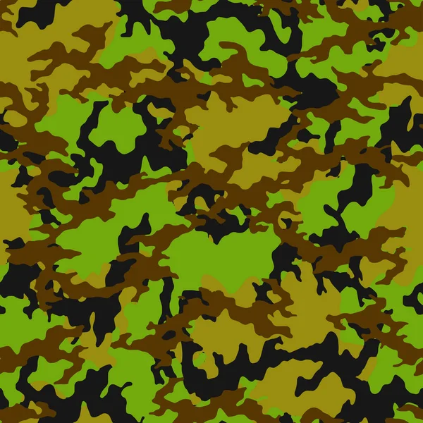 军用纺织品的全无缝伪装纹理皮肤图案矢量 可用于夹克 衬衫和短裤 用于狩猎织物 印花和墙纸的绿色黄色军迷彩设计 — 图库矢量图片