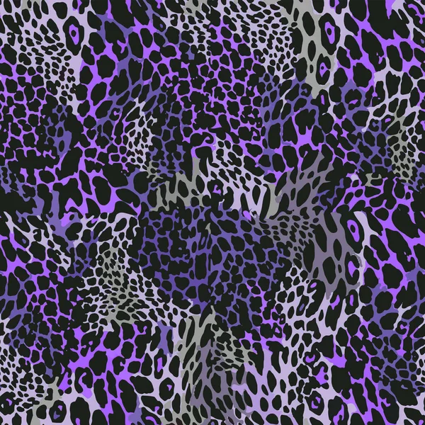 Full Seamless Leopard Cheetah Animal Skin Pattern Purple Ornamental Design — Vetor de Stock