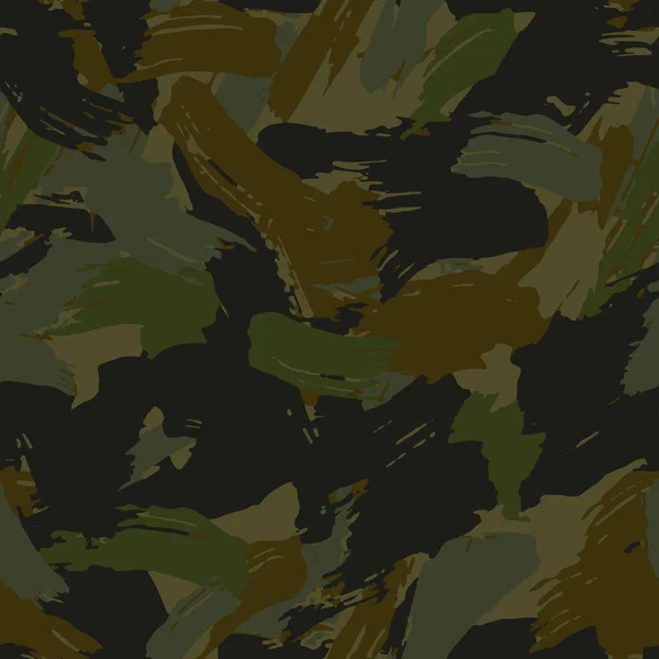 Vollständige Nahtlose Pinselcamouflage Textur Hautmustervektor Für Militärische Textilien Verwendbar Für — Stockvektor