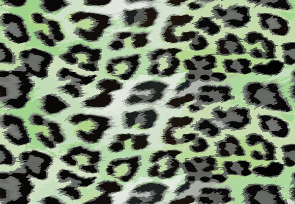 Full Seamless Leopard Cheetah Animal Skin Pattern Ornamental Green Gray — ストックベクタ