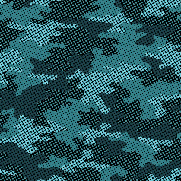装飾や繊維のための完全なシームレスな軍事迷彩肌のハーフトーン点線パターンベクトル 装飾は 織物プリントや壁紙を狩るための軍のマスキングデザインを指摘した 流行ファッションのためのデザイン — ストックベクタ