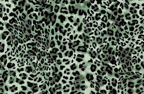 完全无缝的猎豹动物皮肤图案 女性纺织品印花装饰绿色设计 适合时尚服饰使用 — 图库矢量图片