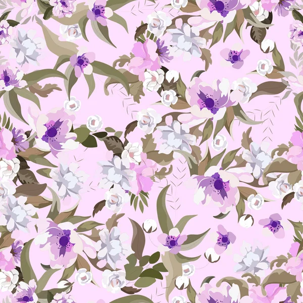 Patrón Floral Completo Sin Costuras Tela Impresión Vector Hibisco Flor — Vector de stock