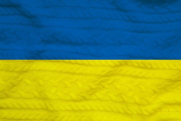 Blaue Und Gelbe Stofffarben Nationalfarben Der Ukraine Flagge Textur Hintergrund — Stockfoto