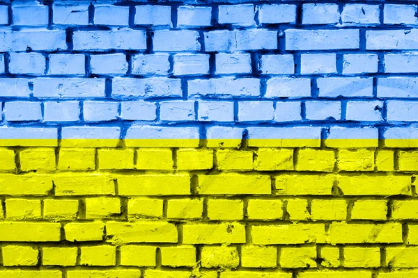 Cores Azul Amarelo Cores Nacionais Ucrânia Bandeira Fundo Tijolo Abstrato — Fotografia de Stock