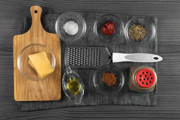 Ingredients Prepared Cooking Wooden Table Top View — Stock Photo, Image