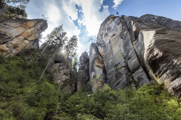 Rochers spectaculaires à Rock City Ardspach, République tchèque — Photo