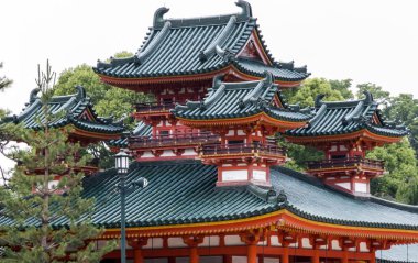 Traditional Japanese architecture at Heian Jingu shrine in Kyoto clipart