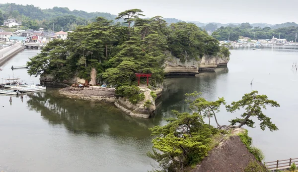 Landschaft mit Meer, Insel und Hafen in Matsushima, Japan. — Stockfoto