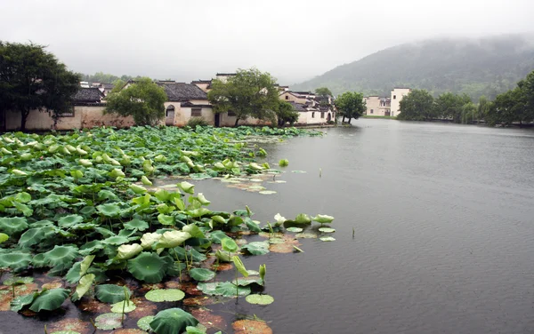 고 대 hongcun 마을의 안후이 홍보에 안개와 함께 enshrouded 보기 — 스톡 사진