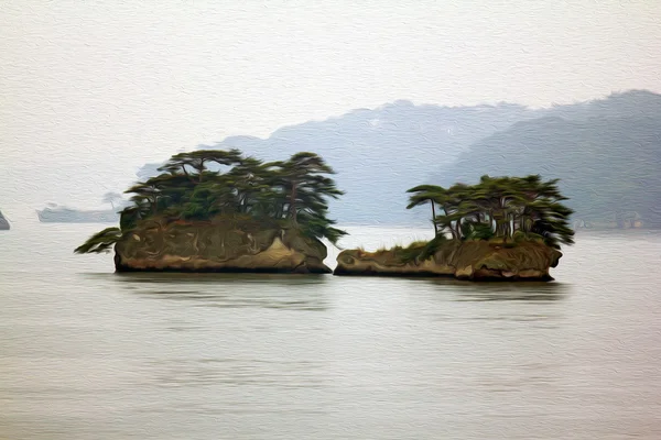Ölgemälde stilisierte Foto von schönen Inseln in Matsushima co — Stockfoto
