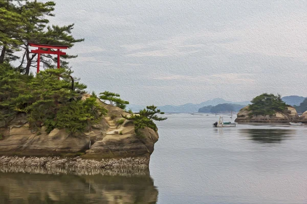 Стилизованная фотография морского пейзажа с несколькими островками — стоковое фото