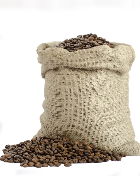 yün çanta dolusu kahve çekirdekleri ile