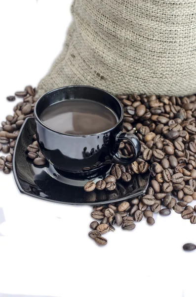 yün çanta dolusu kahve çekirdekleri ile