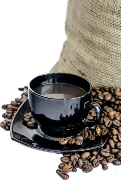 yün çanta dolusu kahve çekirdekleri ile