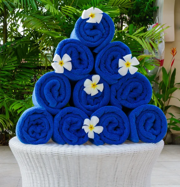 Pile of blue towels — Stock Photo, Image