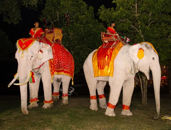 Ayutthaya Ligth & Sound Presentation and Thai historical acting — Stock Photo, Image