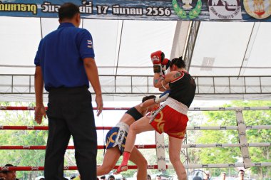 Thai boxing match at Muay Thai Fight clipart
