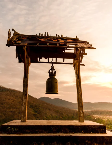 Old bell hung in Buddhist temple — Stock Photo, Image