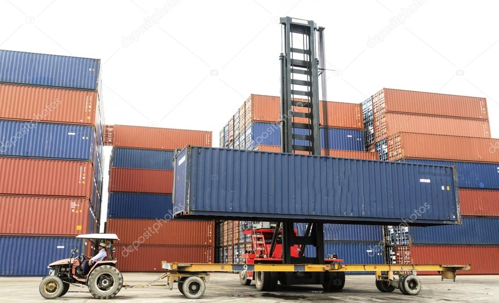 Containers at the Docks with Truck