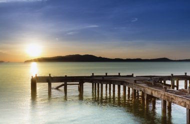 Old jetty between sunrise.