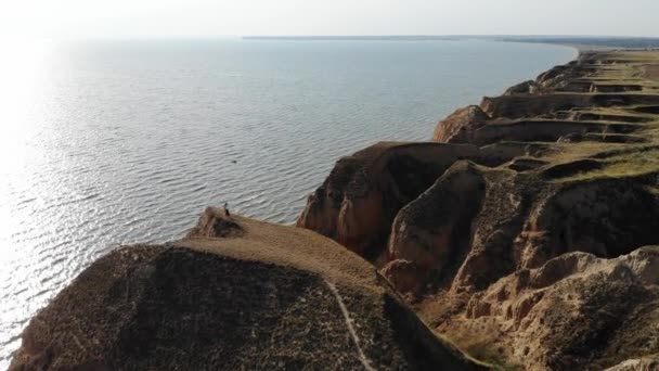Kanyon Kum Kaya Kaya Ukrayna Savaştan Önce Deniz Kıyısında Kayalar — Stok video