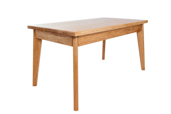 Handmade wooden table on a white background with all the details