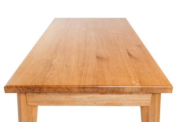 Handmade wooden table on a white background with all the details