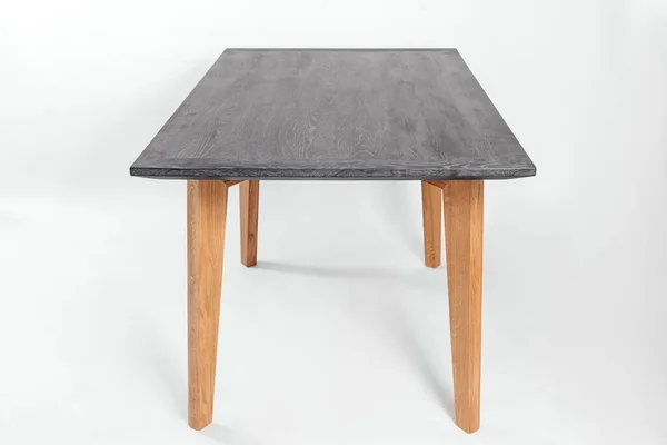 Handgemachter Holztisch Auf Weißem Hintergrund Mit Allen Details — Stockfoto