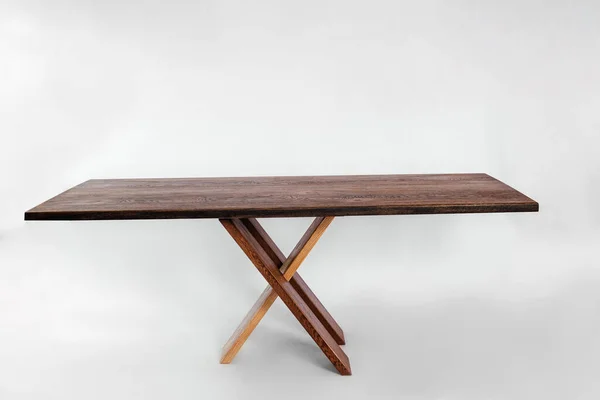 Handgemachter Holztisch Auf Weißem Hintergrund Mit Allen Details — Stockfoto