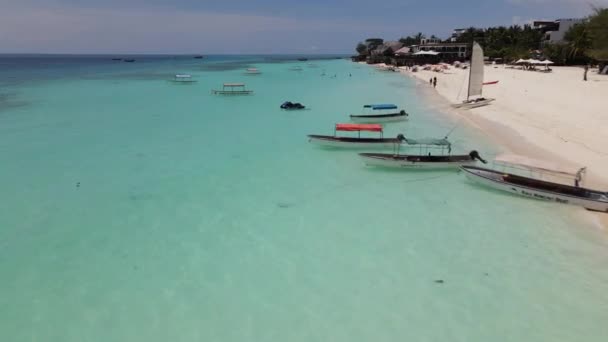 Isla Zanzíbar Vista Playa Nungwi Desde Dron Las Orillas Del — Vídeos de Stock