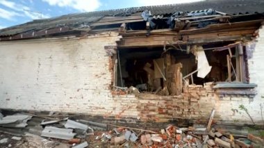 Borodyanka, Kyiv region, Ukraine, April 29 2022: Russia's war with Ukraine. Borodyanka city, houses destroyed by Russian soldiers in the city. Fires from the Russian war