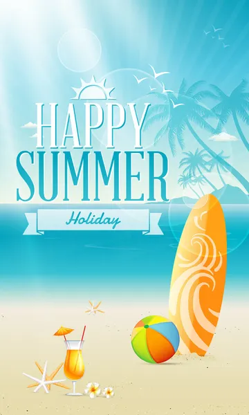 Summer holiday on Beach — Stock Vector