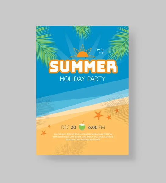 Vector Illustration Design Summer Holiday Party Invitation Flyer Greeting Card — Stock Vector