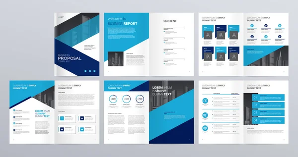 Design Vektorvorlagen Layout Für Unternehmensprofil Geschäftsbericht Mit Umschlag Broschüren Flyer — Stockvektor