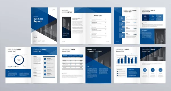 Perfil Empresa Negócios Relatório Anual Folhetos Modelo Layout Design Com — Vetor de Stock