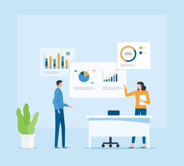 İş dünyası toplantısı analitik çalışma ve planlama için mali rapor grafiği izleme