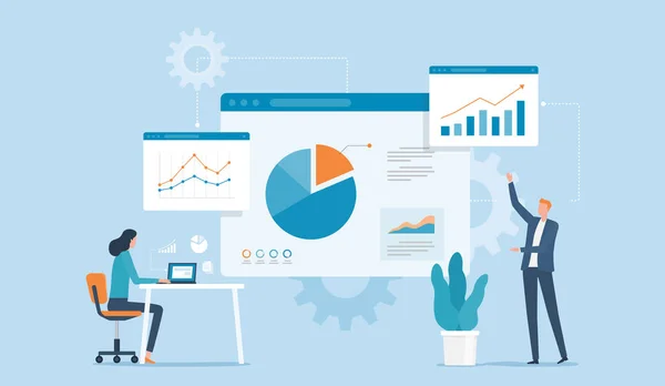 Business Marketing Team Arbeitet Für Strategieplanungskonzept Und Business Data Analytics — Stockvektor