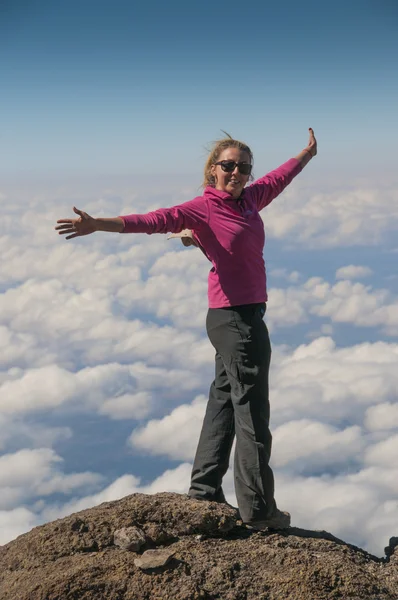 In the Pink above the clouds Kilimanjaro — Stock Photo, Image