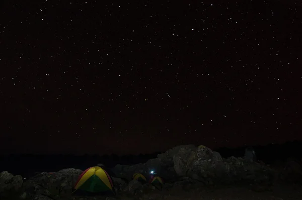 The night sky over camp, Kilimanjaro — Stock Photo, Image