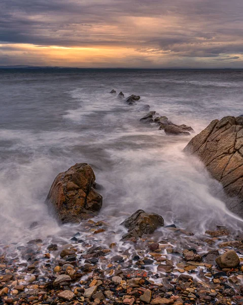 First Light Rocks Monans East Coast Scotland — Stockfoto