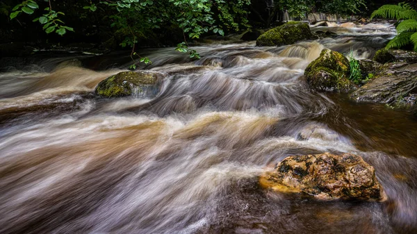 Waterfall Walk Campsie Glen Long Exposure Image Kirk Burn Show — Foto de Stock