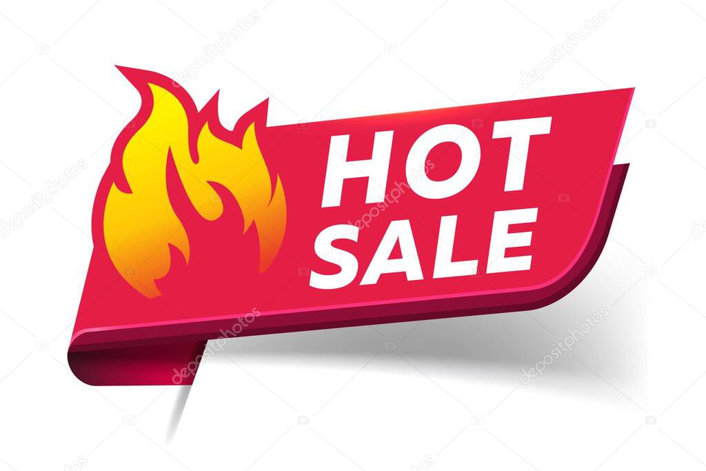 Hot sale banners. Price offer bargain vector label templates. Modern flame label element